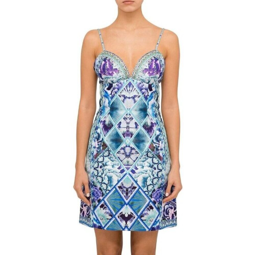 CAMILLA The Blue Market V Neck Fitted Dress Size XS‎ b49